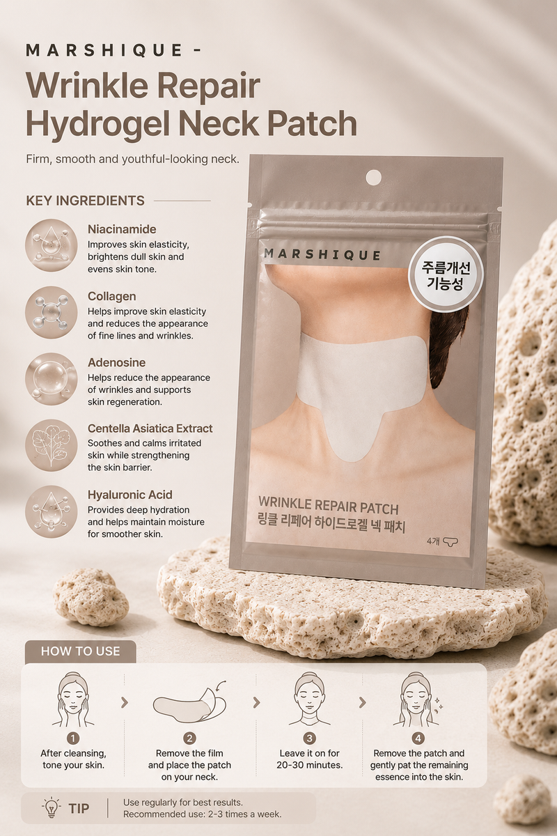 MARSHIQUE - Wrinkle Repair Hydrogel Neck Patch.