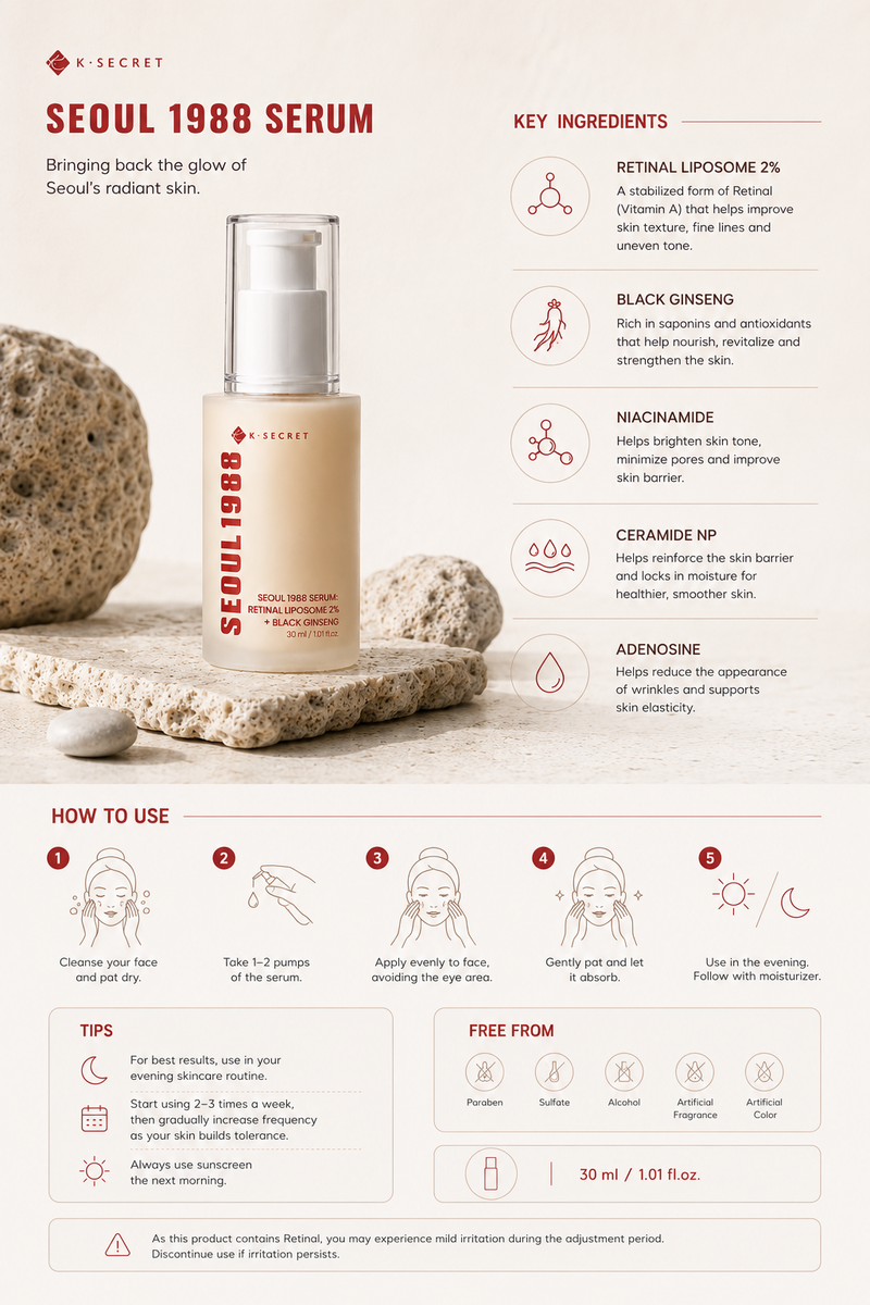 KSECRET - SEOUL 1988 Serum : Retinal Liposome 2% + Black Ginseng.